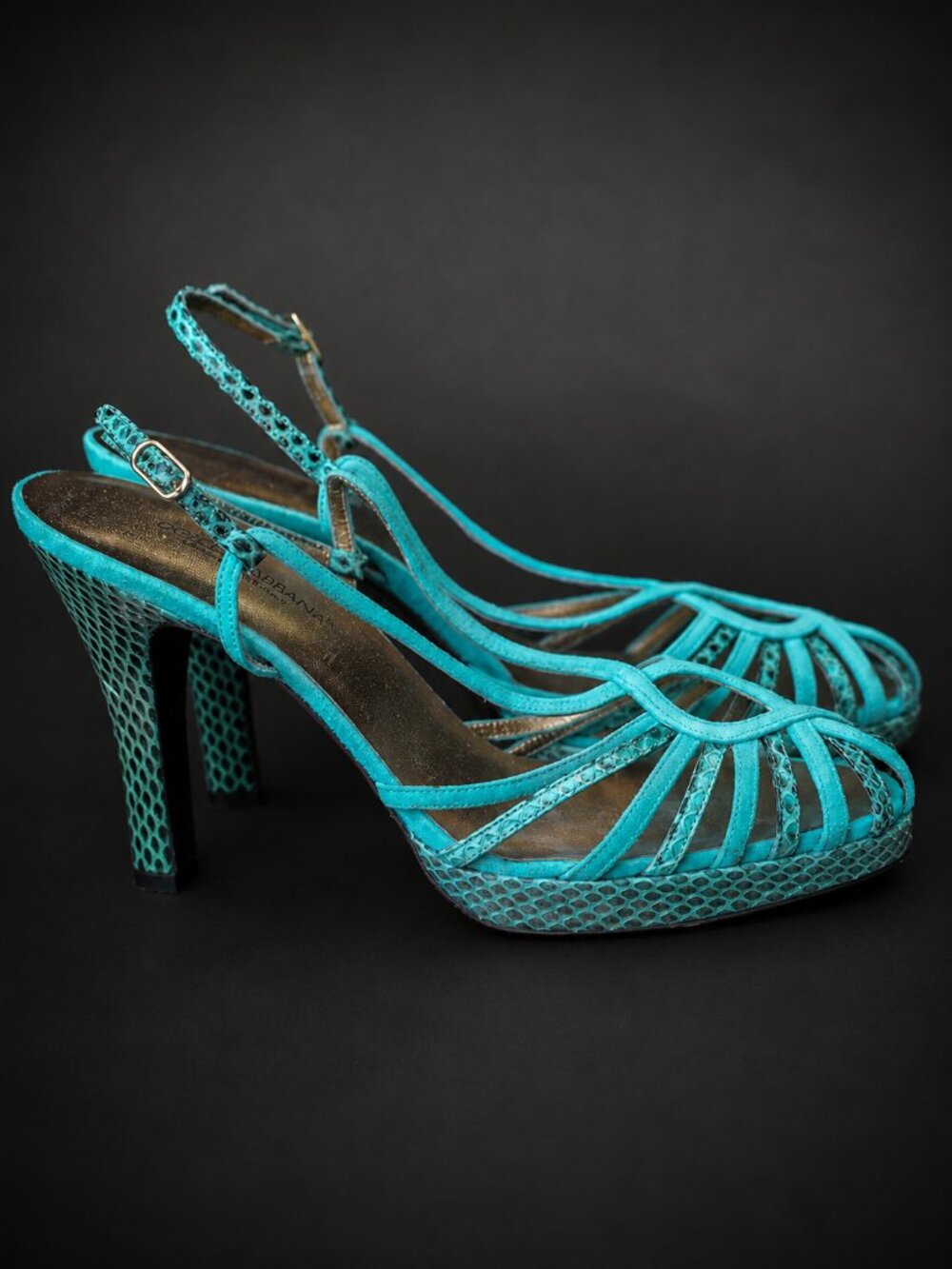 Dolce & Gabbana Turquoise Snake Strappy Heels – Italian Luxury, Size 38.5 - Picture 3 of 9